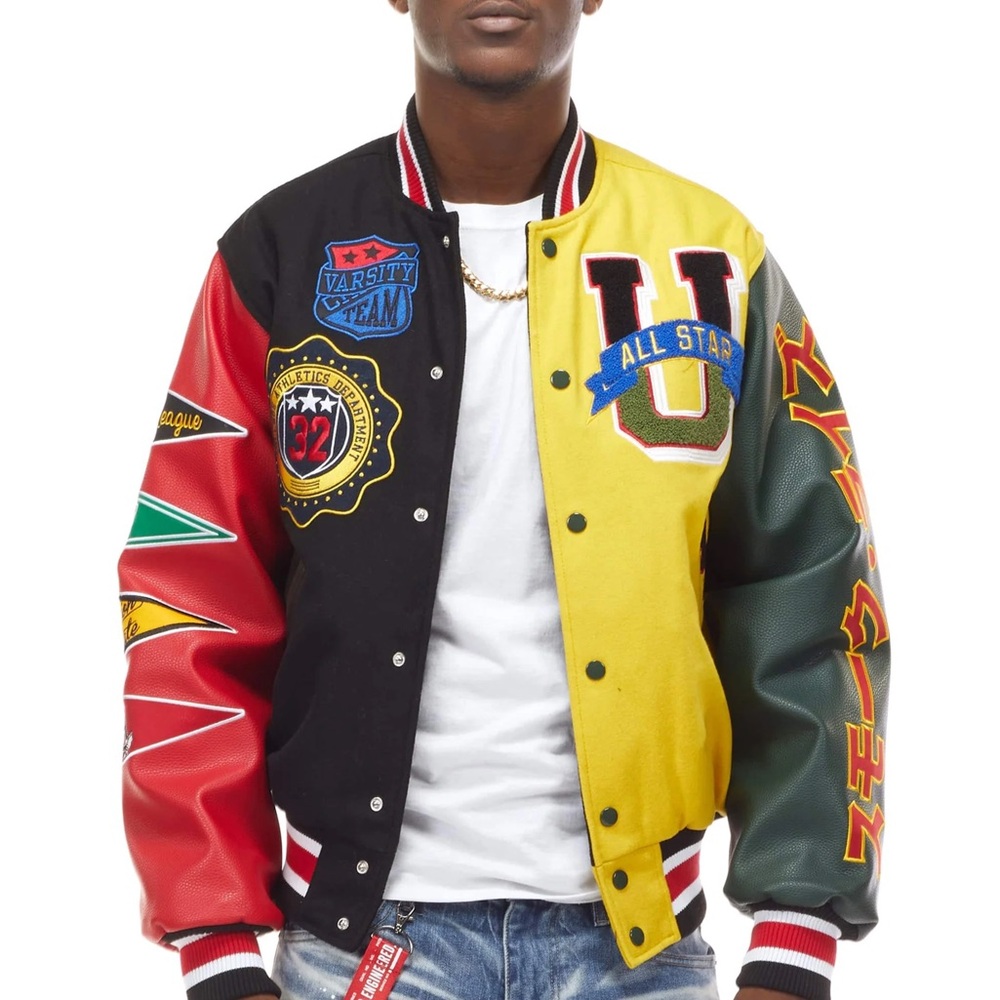 Smoke Rise All Star Varisty Jacket Yellow Black - Heavy Jacket ( Unisex)